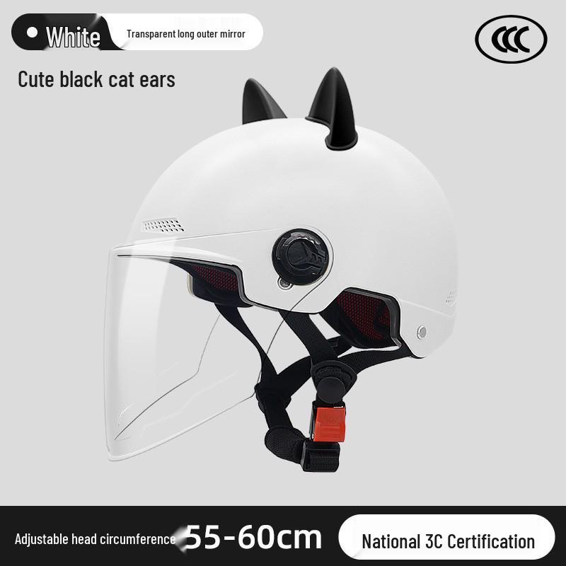 Certified Cat Ear Electric Bike Helmet for Men & Women: Sun Protection, All-Season Safety