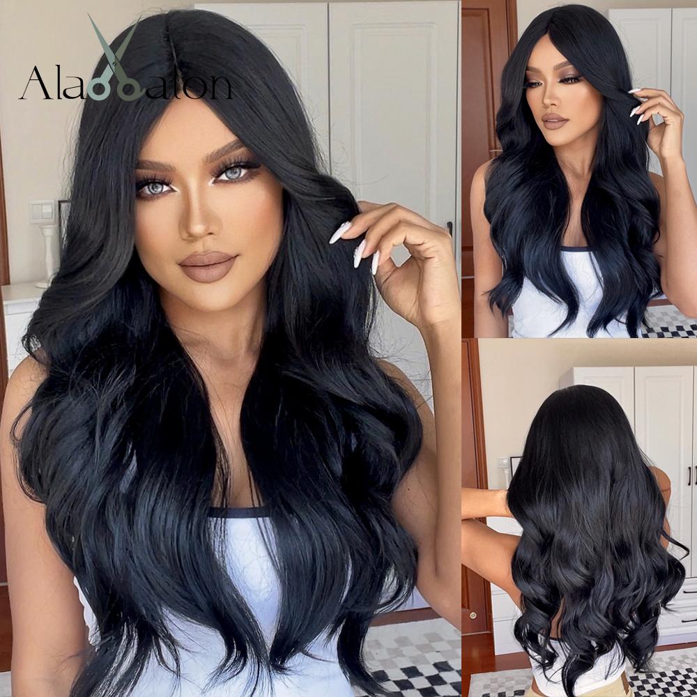 

ALAN EATON Длинный парик с волнистыми волосами, средняя часть, красный, коричневый, оранжевый, медный, термостойкие парики из синтетических волос для женщин, афроамериканцев LC345-1