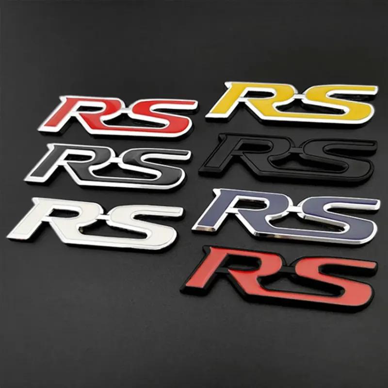 3d Metal RS Sticker Letters Logo Car Front Grille Rear Trunk Emblem Badge For Car Sport RS Sticker Acceessories