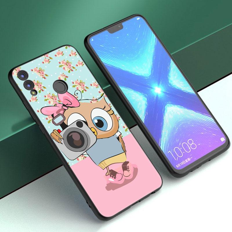 Cartoon Owl Cute Owls Case For Huawei Honor 10X Lite 7A 7S 8A 8S 8C 8X 9A 9C 10i 20i 30i 20S 20E 9X Pro 10 8 Lite Black Cover