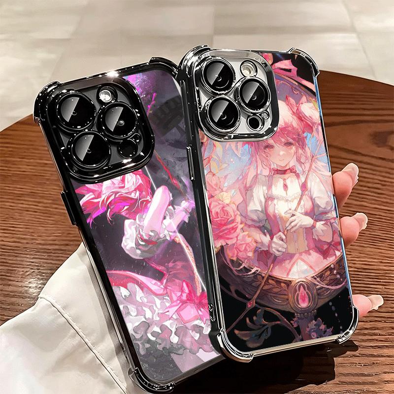 Madoka Magica Anime Weiche Handyhülle Für iPhone 15 16 17 Air 14 Pro Max 16E Plus 13 12 Mini Galvanisiert Anti-Fall Fundas