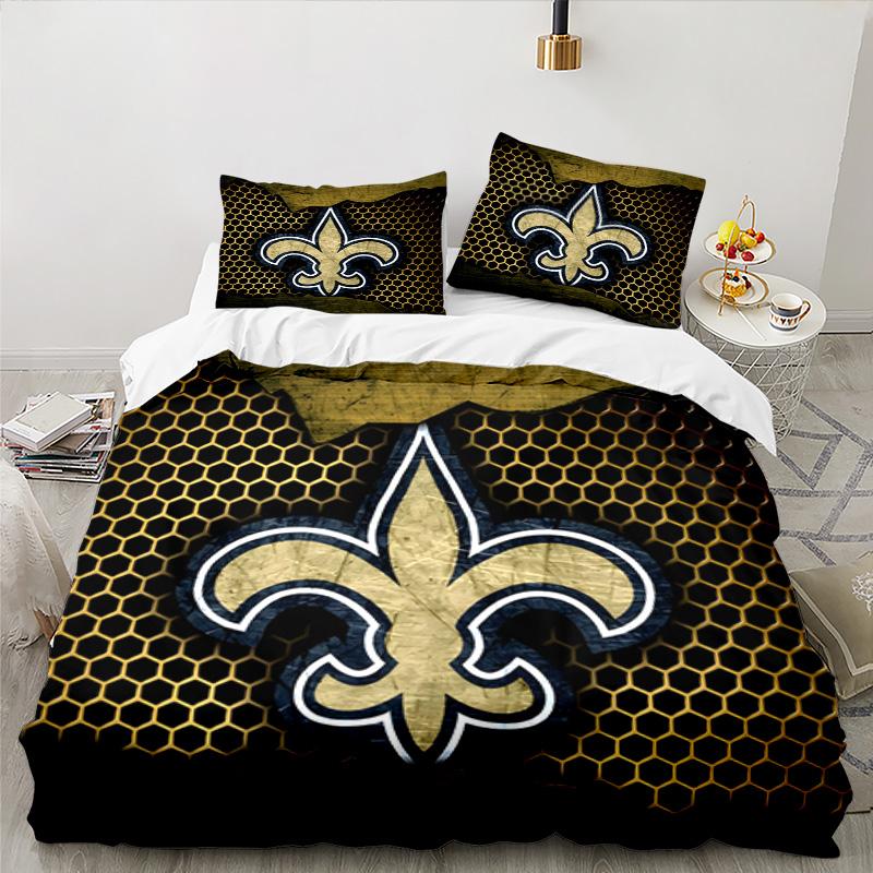 Who Dat Nation Football Bedding Set 3pcs, High Quality Bedding Set Including 1pc Duvet Cover And 2pcs Pillowcases for Bedroom, Dormitory Gift