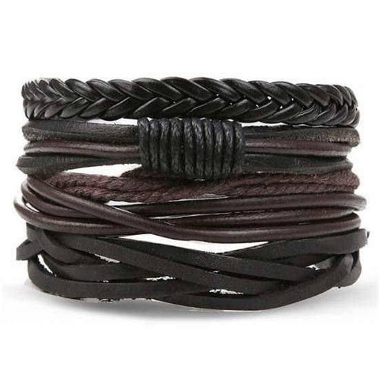 Schmetterling Stern Mond Anhänger Vintage Mehrschichtiges Lederarmband