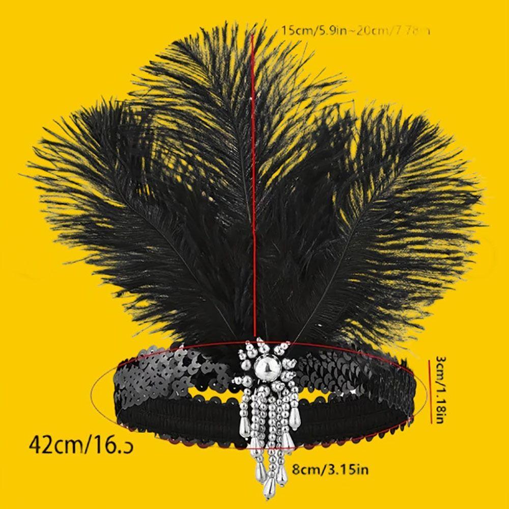 Retro Colorful Feather Headpiece Sequin Stage Performance Feather Headdress Decorative Hair Band Carnival Events