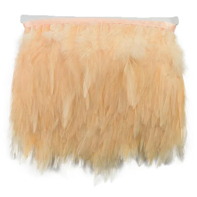 FeatherColored Pheasant Feathers On Tape Trim Fringe White Black Rooster Chicken Feather Skirt Trims Clothes Ribbon Sewing Handicrafts