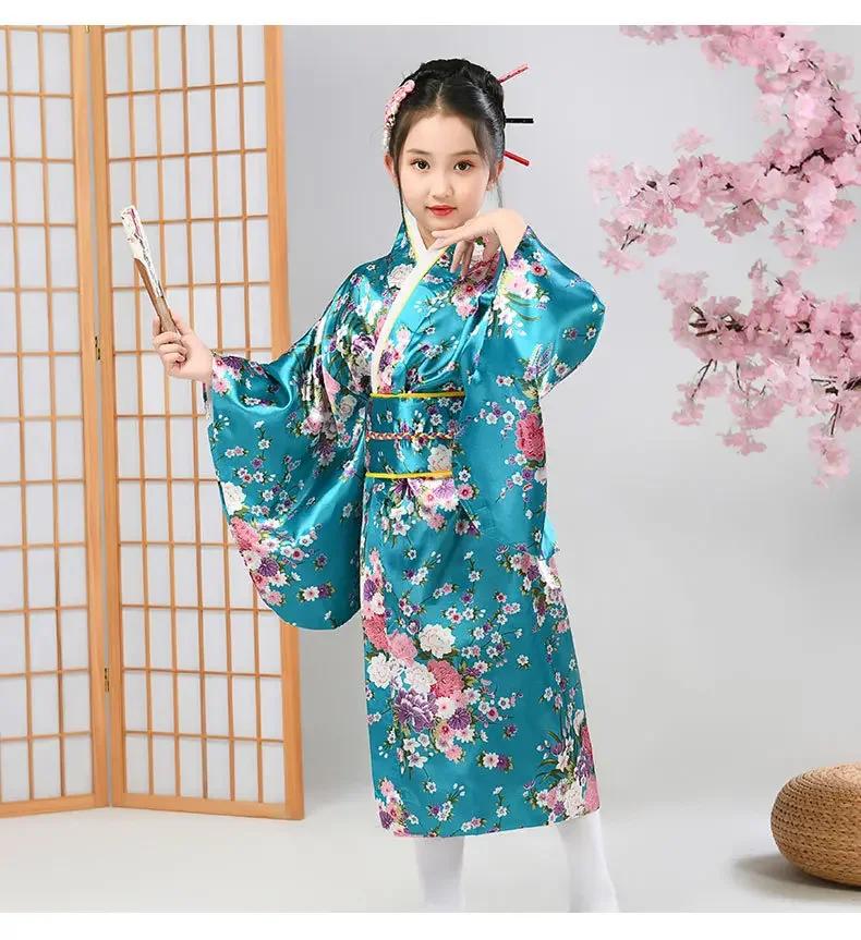 Japanese Baby Girl Kimono Children Vintage Yukata Kids Girl Cospaly Costume Traditional Costume Female Role-playing Performance