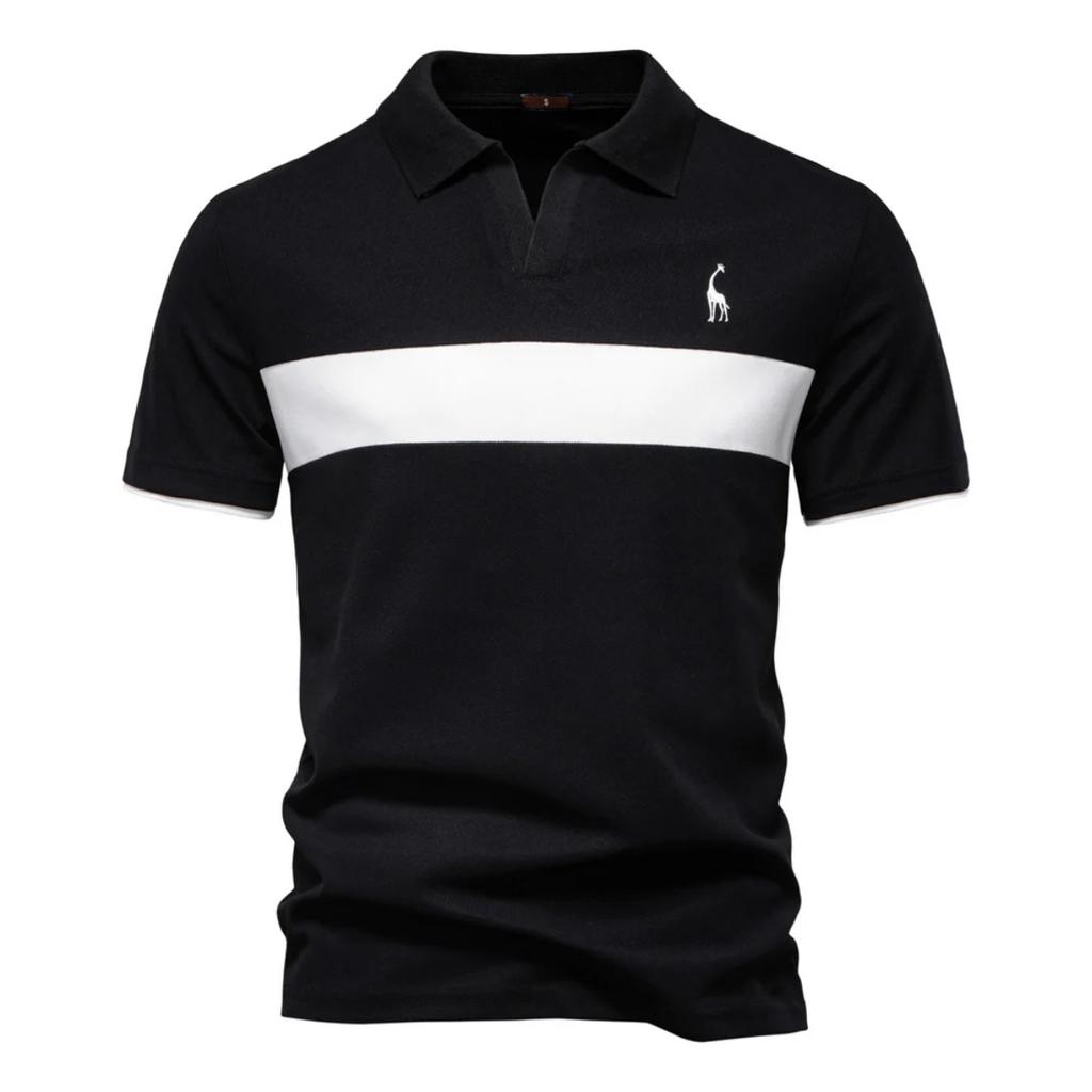 TrendHub Herren V-Ausschnitt Gestreiftes Poloshirt Atmungsaktives Slim Fit Poloshirts für Herren Leichtes Lässiges Sportliches Polo