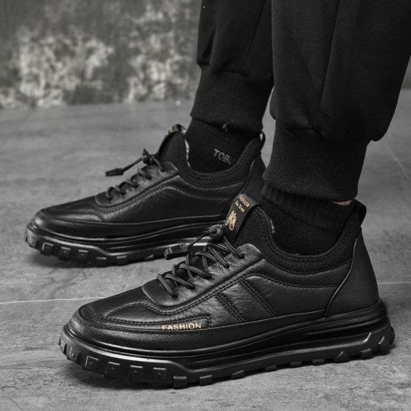 Winter men's shoes cotton shoes warm velvet platform business leather shoes men's trend casual boots men's shoes