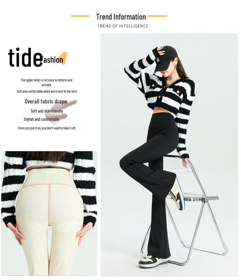 Women's High-Waist Fleece Flare Pants – Floor-Length, Loose Fit, Autumn/Winter Fashion