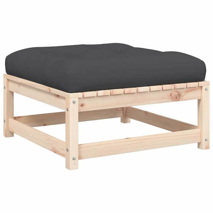 VidaXL Garden Footrest with Cushion, Coffee Table, Patio Stool Balcony Terrace Backyard Outdoor, Wood of 838093