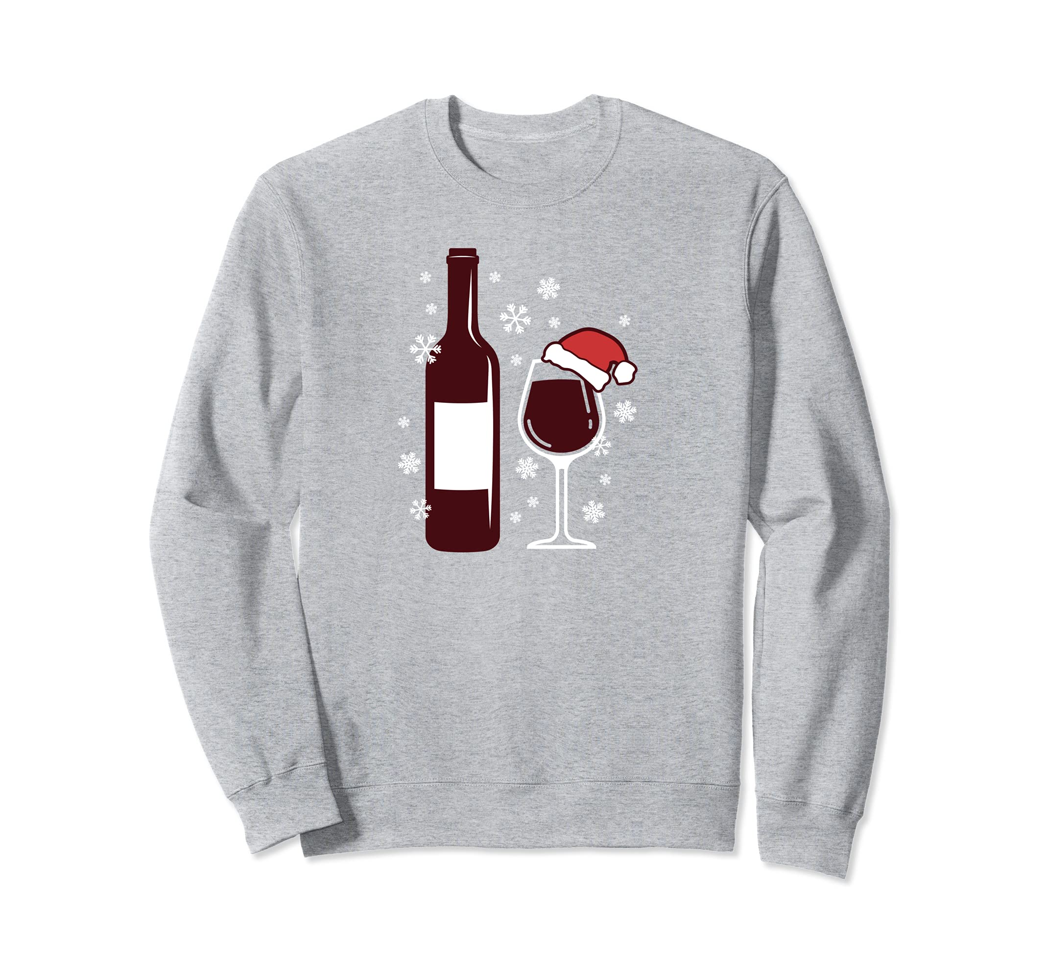 

Wine Christmas Graphic Sweatshirt with Christmas Snow and Santa Hat Lover s