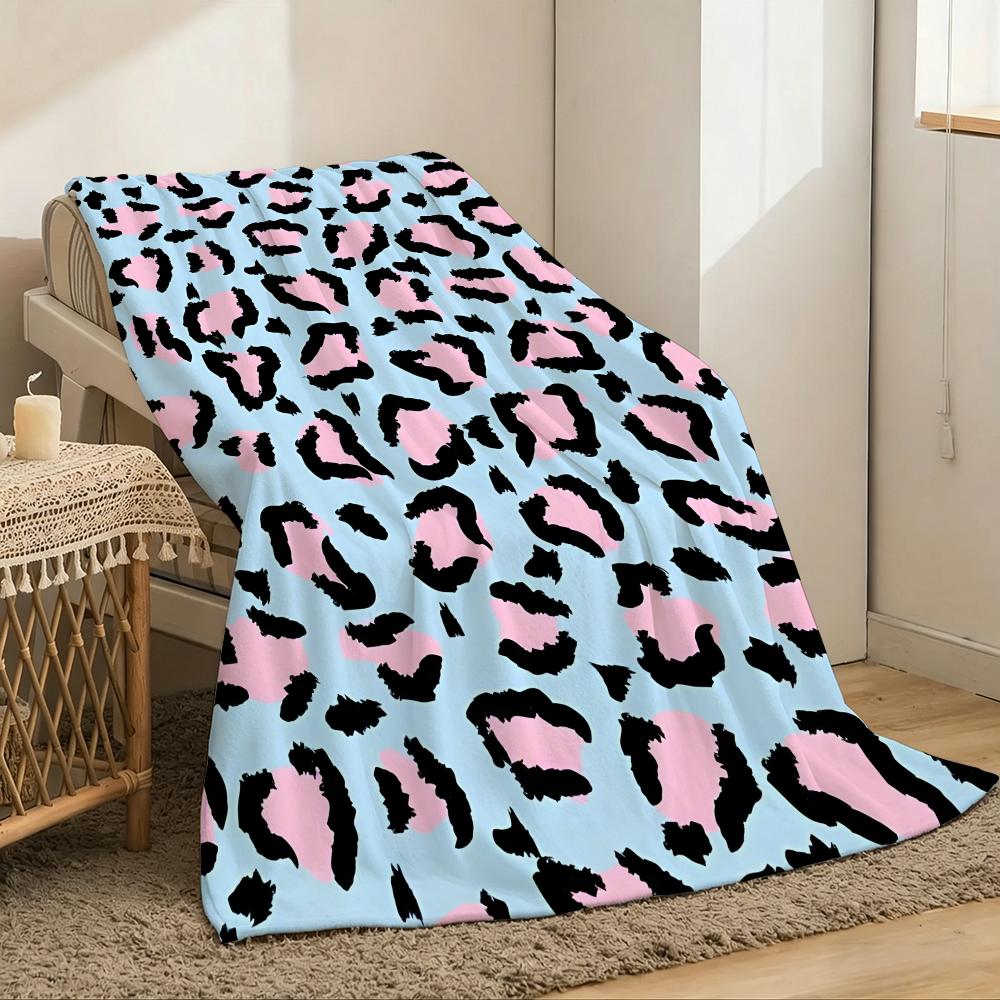 Leopard Print Throw Lightweight 240g Flannel Blanket Soft Skin-friendly for Summer Cooling