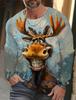 Funny 3D Chicken Print Men's Long Sleeve T-shirt New Autumn Oversized Pullover Hip Hop Punk Clothing Casual Fashion Top