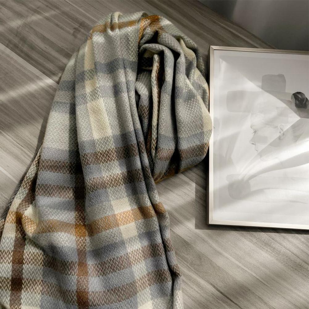 Women Fashion Plaid Scarf Winter Sweet Warm Imitation Cashmere Shawl Neck Warmer For Birthday Gifts