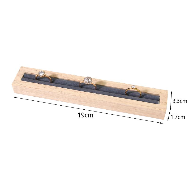 Wood Rectangle Shape Jewelry Tray With French Velvet Lining Ring Holder Earrings Bracelet Display Plate Jewellery Storage Stand