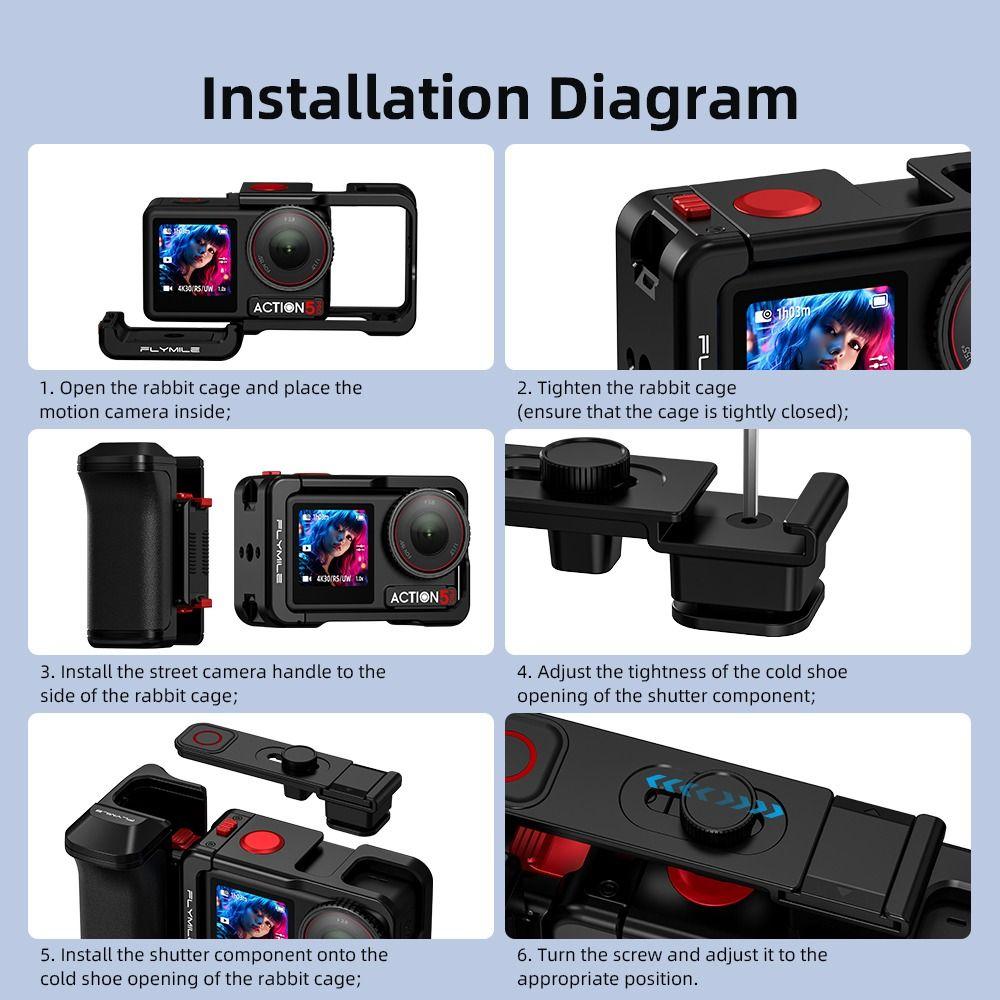 Schnellverschluss Xplorer Griff-Kit Griff Kunststoffgriff Metallrahmen Street Grip Halterahmen für DJI Osmo Action 5 Pro/4/3