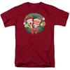 Garfield Christmas Wreath T Shirt Mens Licensed Jim Davis Comics Tee Cardinal