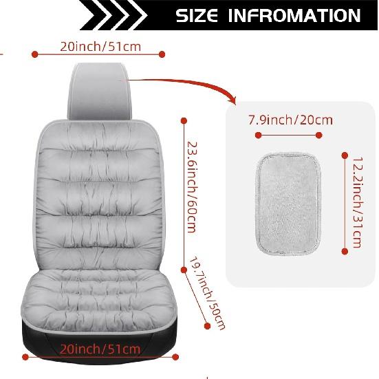 2PCS Car Seat Cushion Luxury Plush Seat Covers for Front Car Seat Bottom+Backrest,Seat Cushion Protector Universal Warm In Winter Works with Sedan