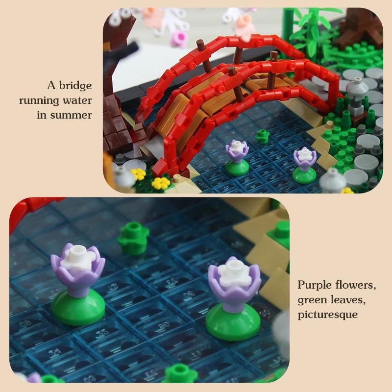 Hof Bausteine Garten Zen Garten Architektur 2280PCS DIY Zusammenbau Steine Spielzeug für Kinder Erwachsene Geschenke für Sammlung