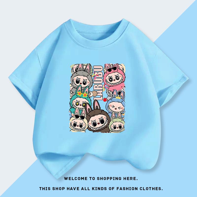 Labubu 3d Print Short-sleeved Children's T-shirt Fashionable Summer Clothes for Babies Half-sleeved Top for Big Kids