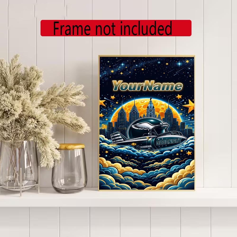 Philadelphia Eagles Customize Your Name Diamond Painting Round Diamond Rhinestones Mosaic Diamond Embroidery Wall Paintings Rhinestones Gift Frameless