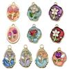 Monet Garden Oil Painting Pearl Pendant Keychain & Jewelry Set