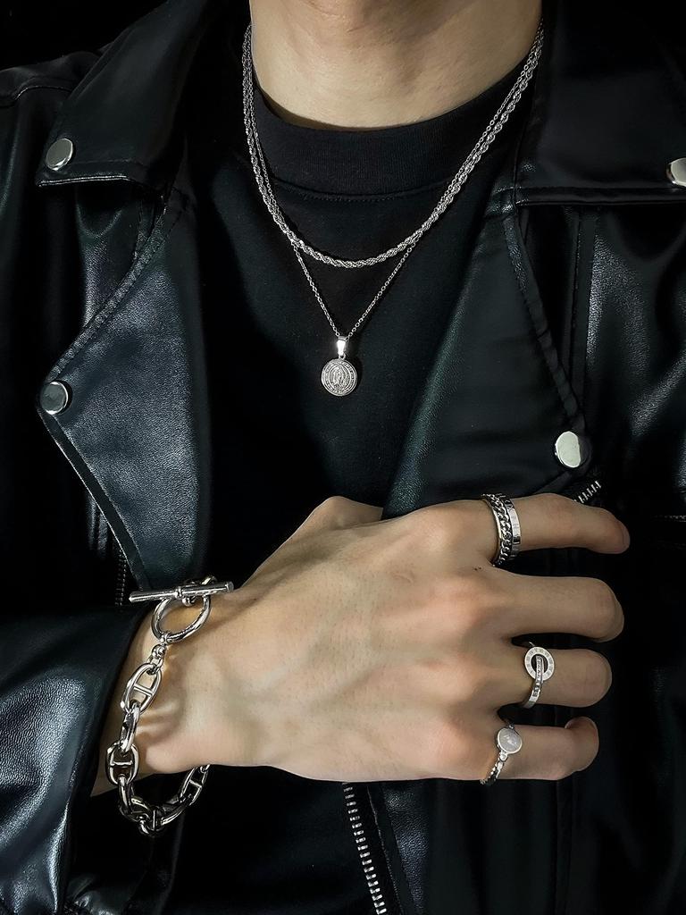 Bransoletka łańcuszkowa Bransoletka łańcuch kotwiczny Bransoletka Srebrna Stal chirurgiczna 316L [Lucliss] Męska