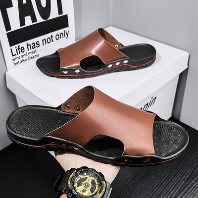 Sommer Herren Hausschuhe Echt Atmungsaktiv Clogs Sandalen Strand Klassiker Leder Pantoletten Outdoor Flip Flops Herrenschuh