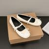 French Retro Ballet Style Flat Bottom Shallow Mouth Single Shoes Women's 2025 New Summer One-pedal Bow Mary Jane Shoes
