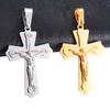 Vintage Jesus Crucifix Stainless Steel Cross Pendant Necklace Charms for Chain Women Men Christian Religious Jewelry Accessories