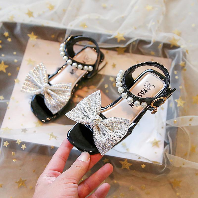 Summer Girls Shoes New Fashion Comfort Sandals Soft Anti Slip Rhinestones Kids Shoes Sweet Exquisite Simple Retro Princess Shoe
