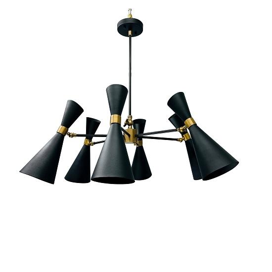 Mid Century Brass Vintage stropní svítidlo 6-ramenné 12 - Light Stilnovo Styl Sputnik Italský lustr - Ruční výroba