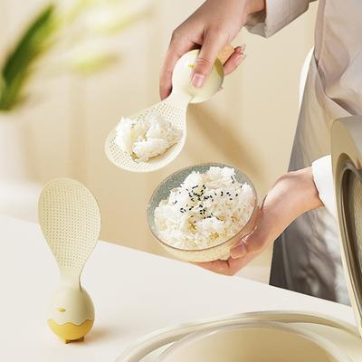 Yousheng Egg-Shaped Standing Rice Spatula Non-Stick Raised Dots Rice Scoop Cute PP Scoop for Rice Cooker Kitchen Counter Buffet