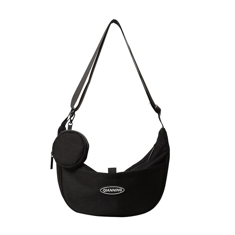 Canvas Versatile Large Capacity Crossbody Bag Simple Commuter Lightweight Shoulder Bag Sports and Leisure Student Dumpling Bag