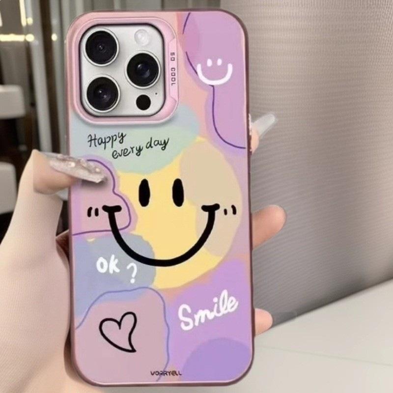 Graffiti smiley face is suitable for Apple 17Promax mobile phone case iPhone16 vitality case 15 European and American style 1413.