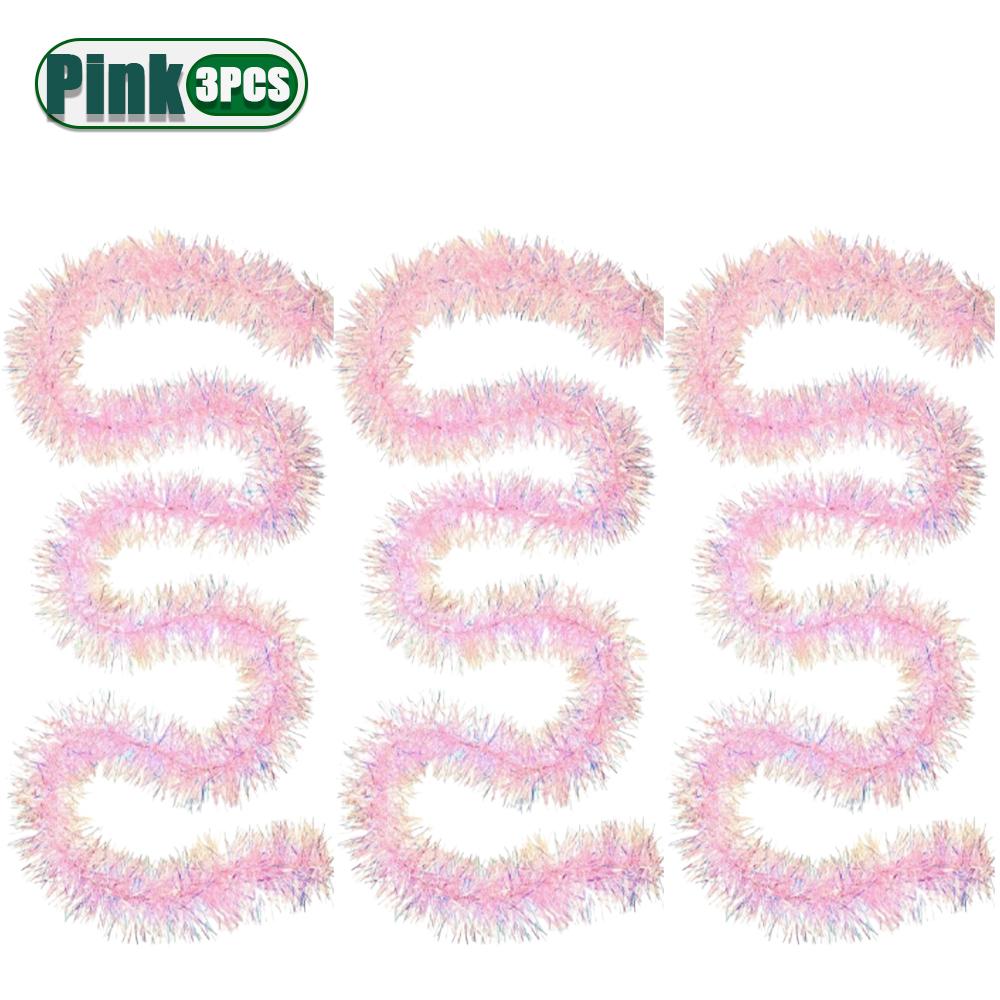 1-10PCS Pink Tinsel Garland Shiny Metallic Glitter Christmas Tree Valentine Wedding Birthday Home Party Decorations