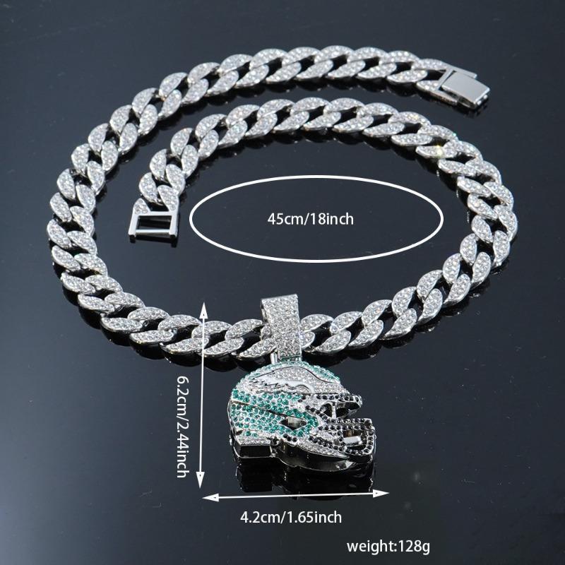 Hip Hop Diamond NFL Football Helmet Pendant Alloy High Quality Electroplated Hip Cuban Chain Necklace Pendant Ornament