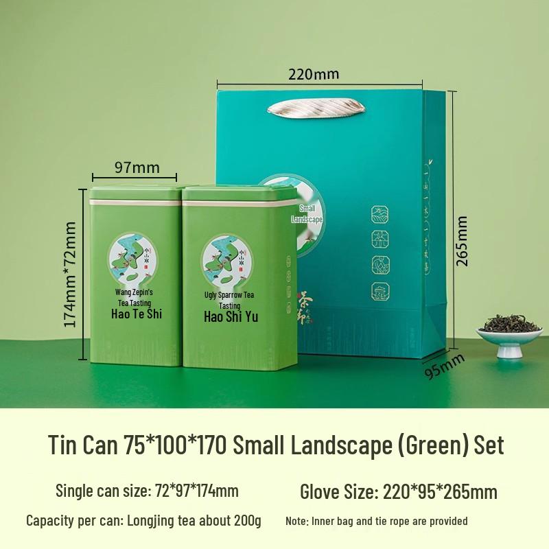 Green Tea Gift Box: Sealed Iron Can Set with Handbag, Large Square Half-Jin Capacity, Empty for Refill