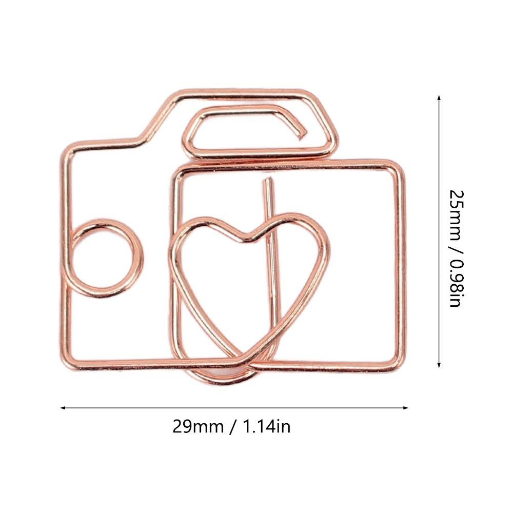 80PCS Gold/Rose Gold Paperclip Camera Shaped Metal Paper Clip  Study Organizer