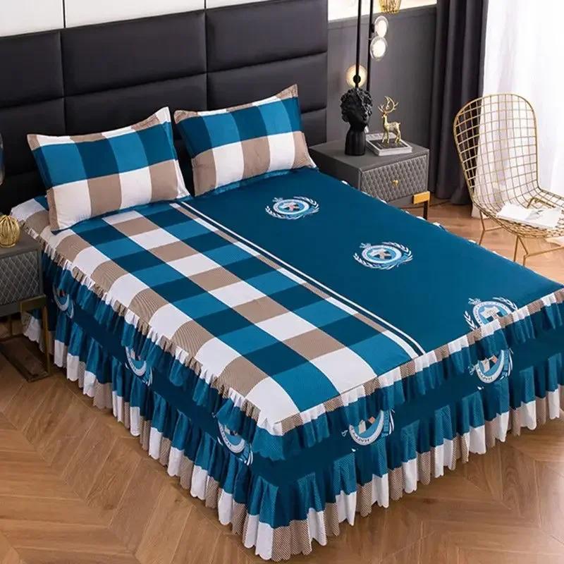 1Pcs Bed Sheet Lace Skirt Elastic Fitted Double Bedspread With Pillowcases Mattress Cover Bedding Set Elastic King Size Bedsheet