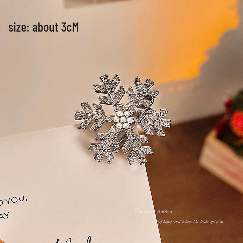 

Високоякісна шпилька для волосся з перлами у вигляді сніжинок для жінок - Затискач-качка для чубчика