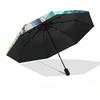 1pc Stained Glass Witch Design Automatic Opening/Closing Umbrella - Portable Tri-Fold Design with 8-Bone Iron Frame, Outdoor, Festive Gift for Fans, T