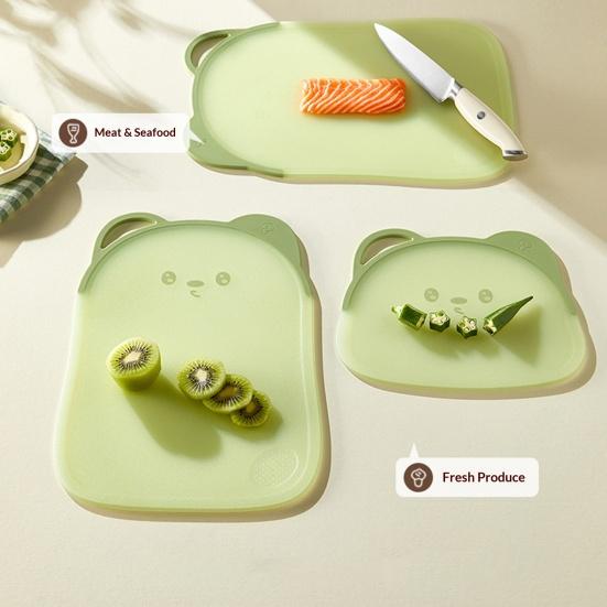 Double-Sided Cutting Board with Non-Slip Edges Food-Grade Plastic Fruits Chopping Board with Hanging Hole Anti-Microbial Space-Saving Cutting Mat