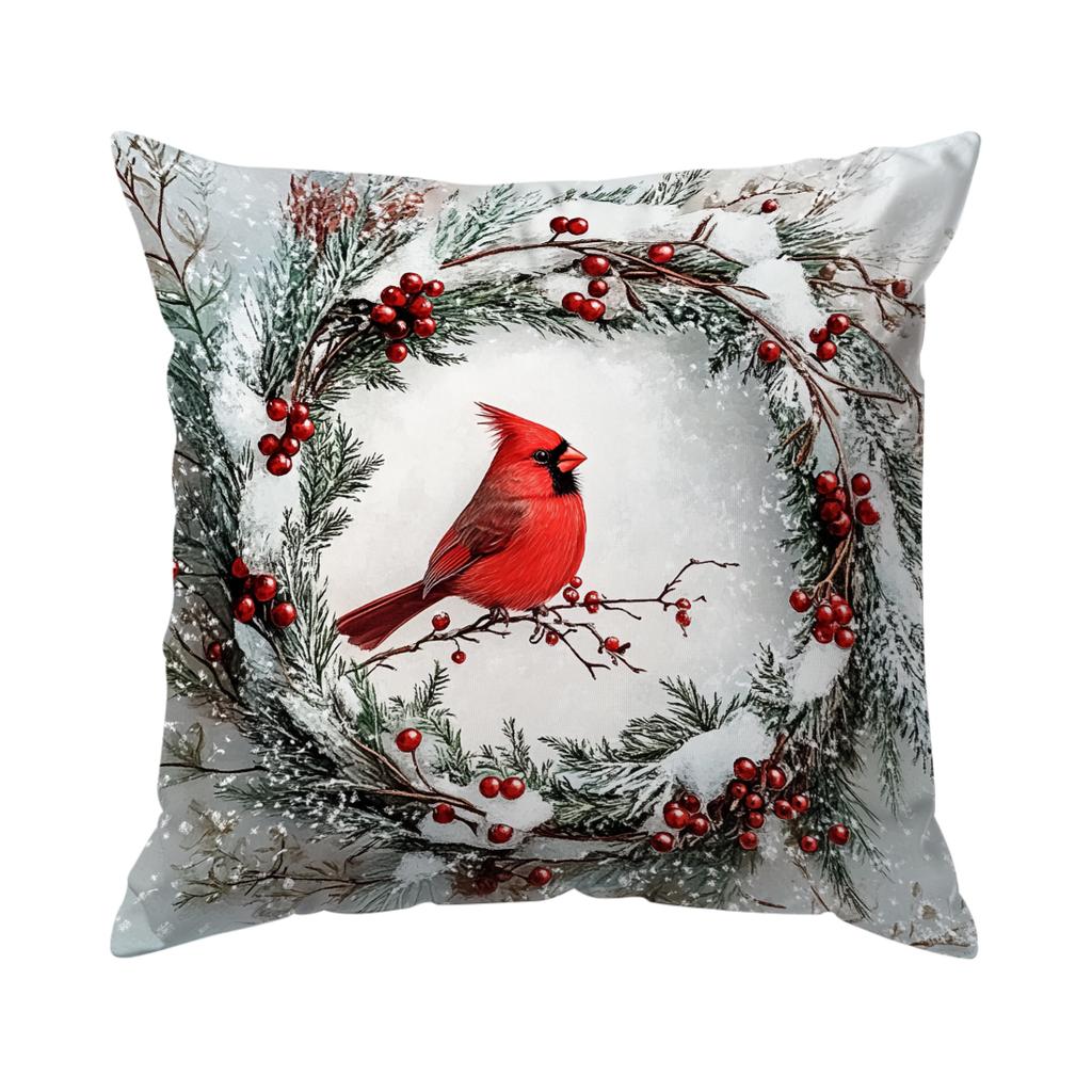 Winter Christmas Cardinals Pillowcase Printed Polyester 45x45cm Throw Pillowcover Decorative Sofa Cushion Pillowslip Home Decor