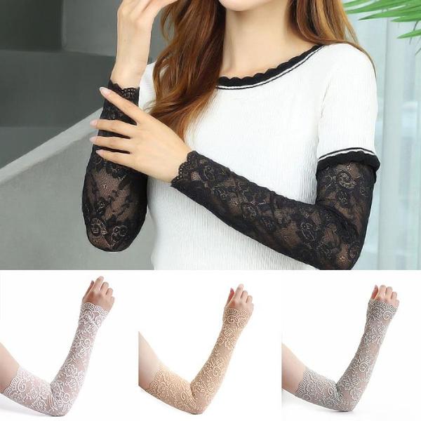 Lace Arm Cover Sun Protection Ice Cover Summer Women Driving Gloves Outdoor Breathable Elastic Half Finger Long Cover