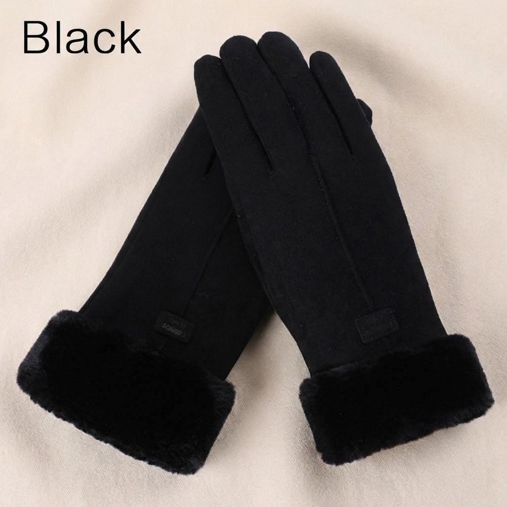 

1 Pair Women Gloves Autumn Winter Cute Furry Warm Mitts Full Finger Mittens Women Outdoor Sport Female Gloves Screen Touch чёрный