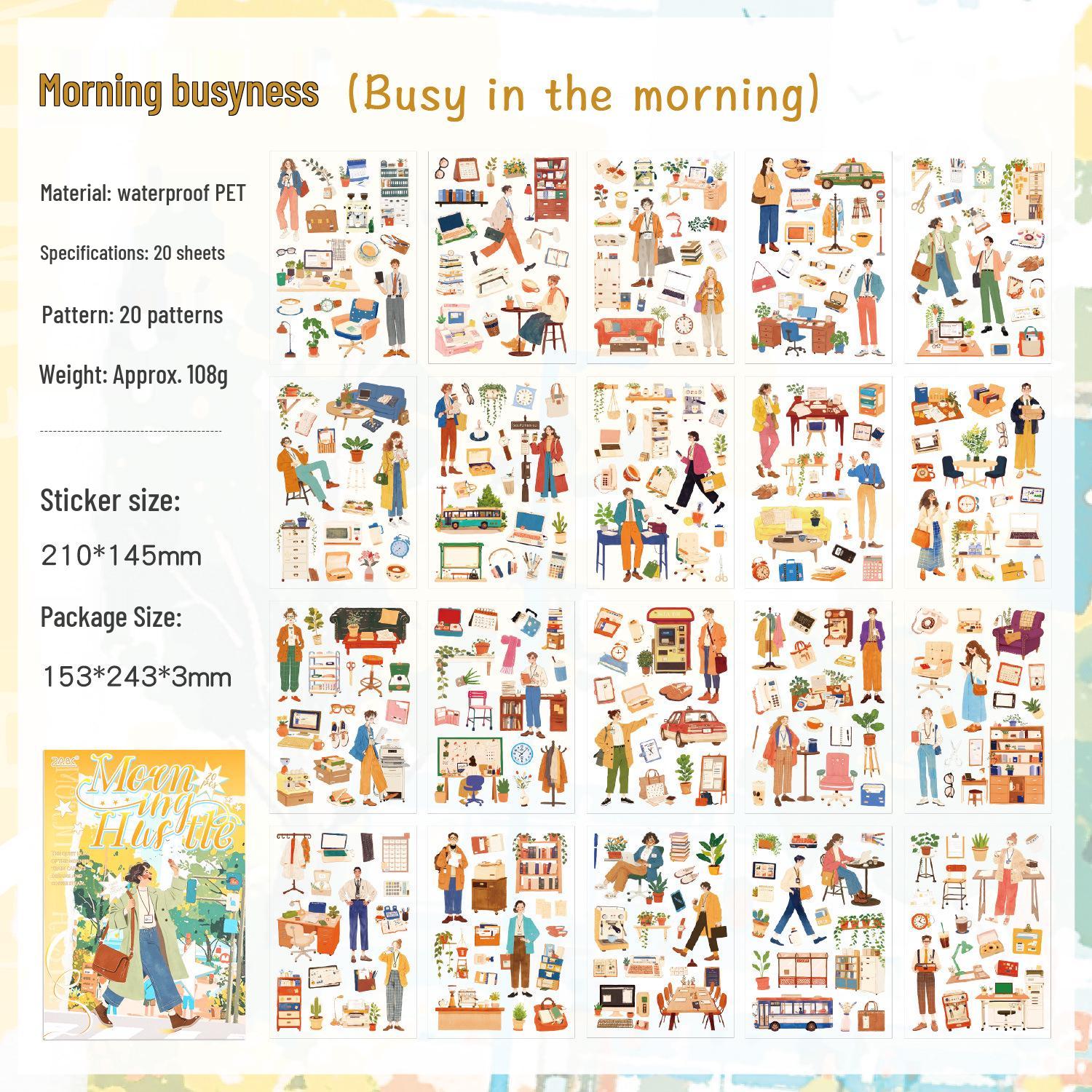 Creative Day & Night Character Sticker Book for DIY Journaling