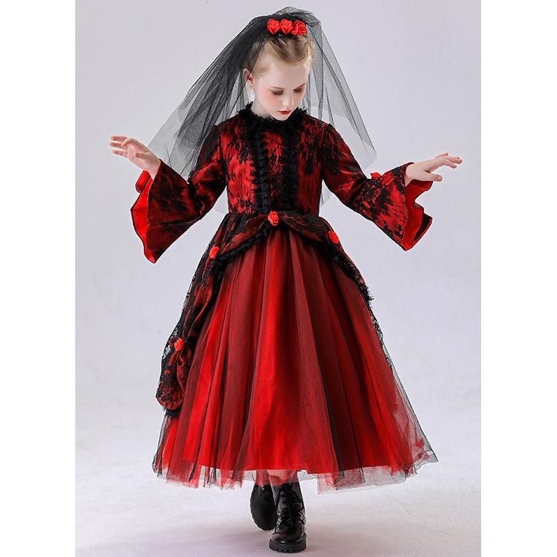 Cosplay halloween kids vampire costume girl witch red ghost bride princess dress little girl cosplay show