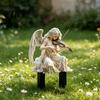 Retro Angel Decoration Garden Stake, Playing The Violin 2D Acrylic Decoration, Waterproof Yard Art Stake for Outdoor Lawn Planter Decor Gift Idea
