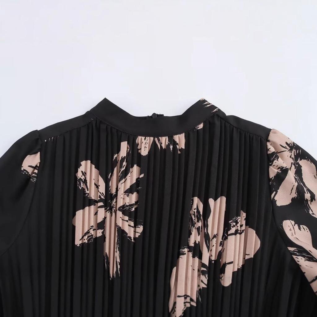 2025 Spring Women's European & American Style Print Waist Dress